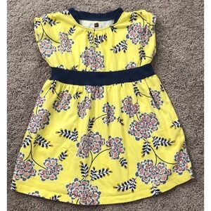 Tea Collection Kids Yellow Floral Print Short Sleeve Dress Size 3